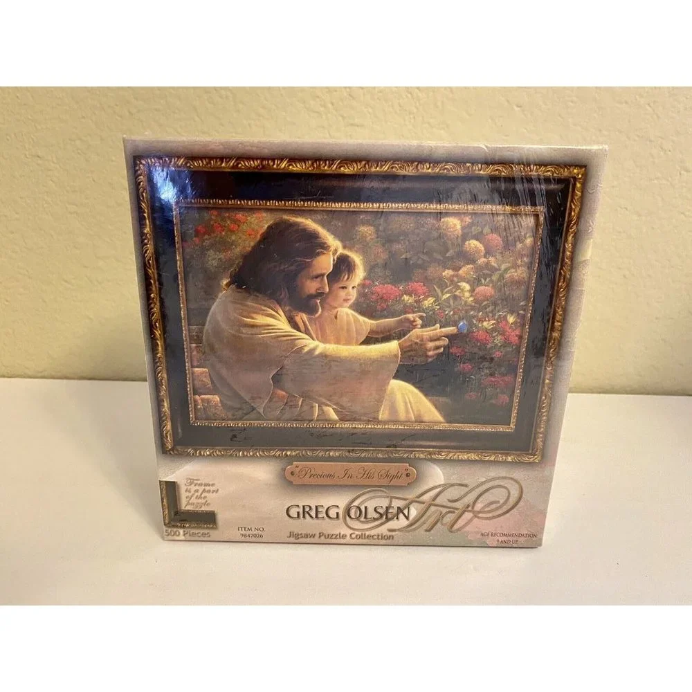 Greg Olson Precious In His Sight 500 Piece Puzzle Jesus Christ & Child Garden